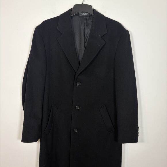 Cezani Italian Cashmere Trench Over Pea Long Dress Car Coat Black Men 46 - Picture 12 of 12
